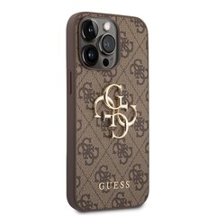 Guess PU 4G Metal Logo Case for iPhone 14 Pro Brown cena un informācija | Telefonu vāciņi, maciņi | 220.lv