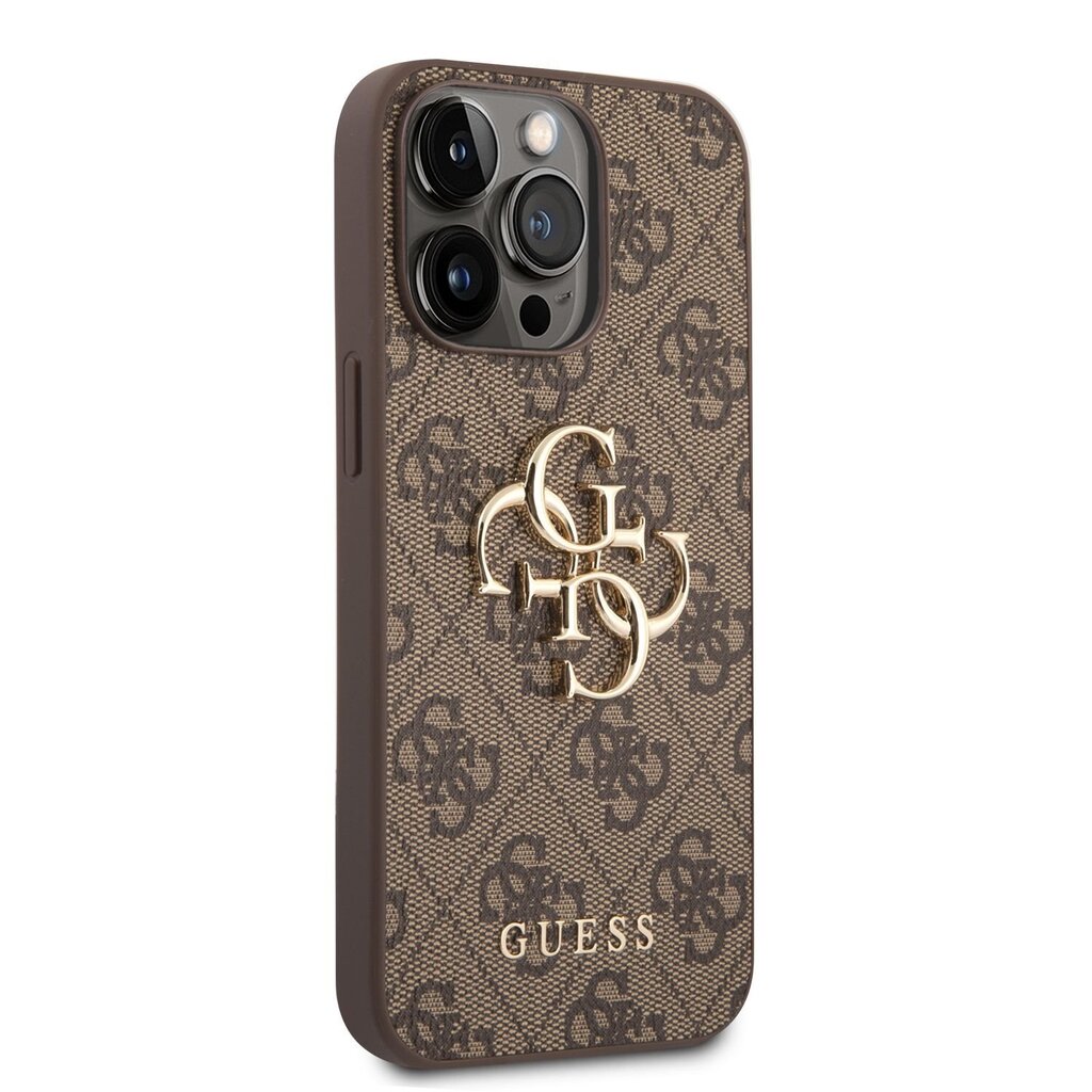 Guess PU 4G Metal Logo Case for iPhone 14 Pro Max Brown cena un informācija | Telefonu vāciņi, maciņi | 220.lv