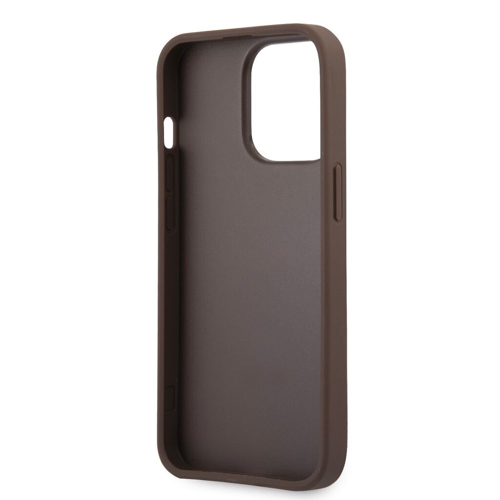 Guess PU 4G Metal Logo Case for iPhone 14 Pro Max Brown cena un informācija | Telefonu vāciņi, maciņi | 220.lv