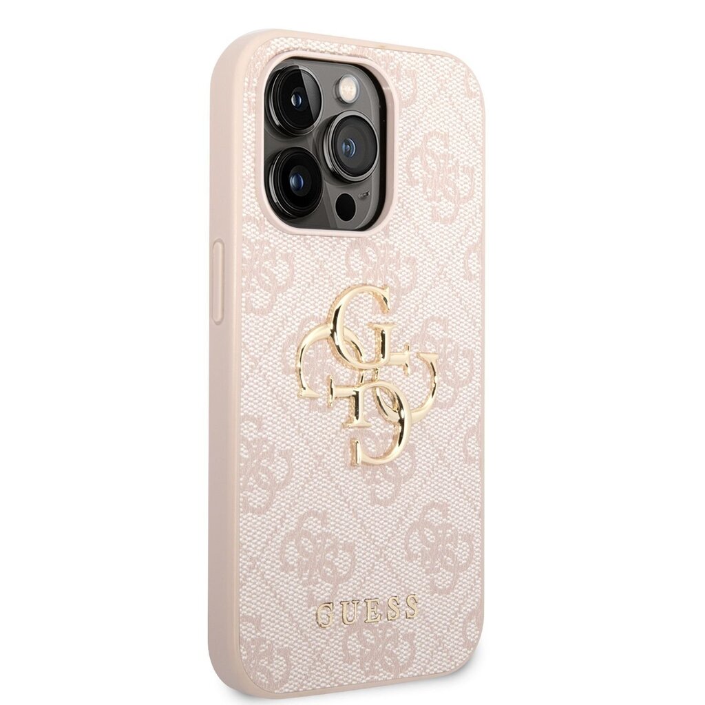 Guess PU 4G Metal Logo Case for iPhone 14 Pro Pink cena un informācija | Telefonu vāciņi, maciņi | 220.lv