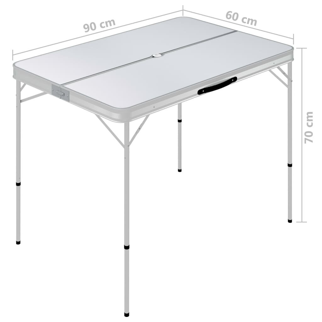 Saliekamais galds ar 2 soliem, balta krāsa, alumīnijs cena un informācija |  Tūrisma mēbeles | 220.lv