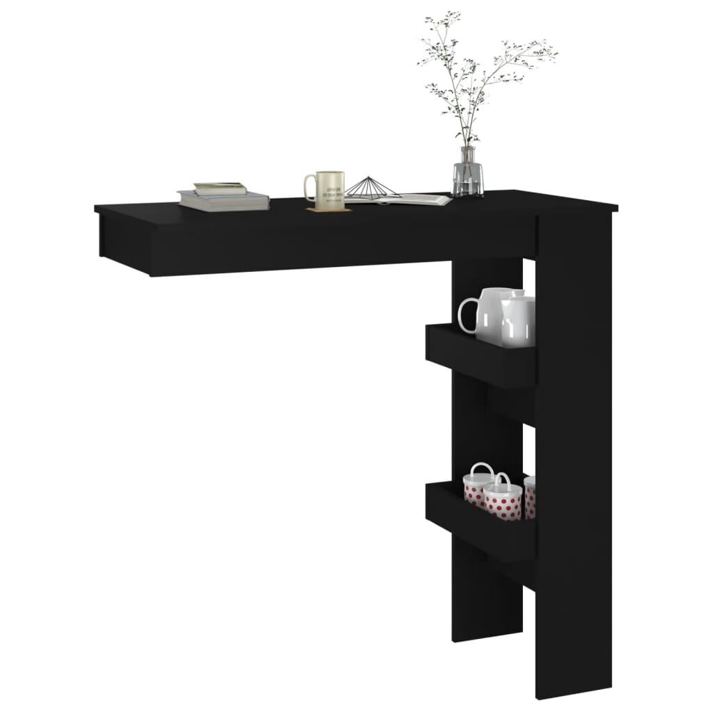 Sienas bāra galds, melns, 102x45x103,5cm, koka cena un informācija | Virtuves galdi, ēdamgaldi | 220.lv