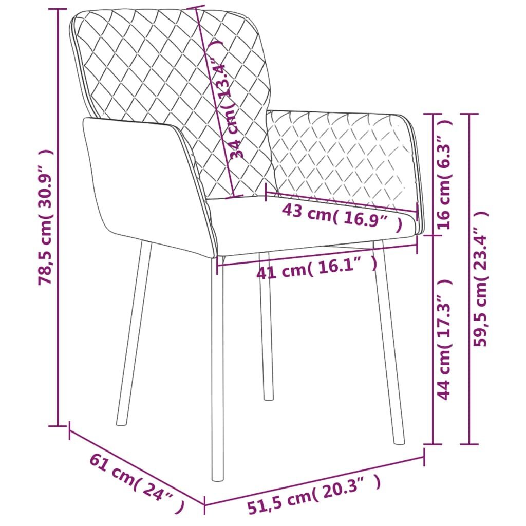 vidaXL virtuves krēsli, 2 gab., vīnsarkans samts cena un informācija | Virtuves un ēdamistabas krēsli | 220.lv