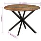 vidaXL virtuves galds, Ø110x78 cm, pārstrādāts masīvkoks un tērauds cena un informācija | Virtuves galdi, ēdamgaldi | 220.lv
