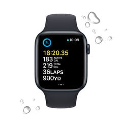 Смарт-часы Apple Watch SE2nd Gen GPS 44 мм, алюминиевый корпус Midnight , ремешок Midnight Sport Band - MNK03UL/A цена и информация | Смарт-часы (smartwatch) | 220.lv