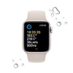 Apple Watch SE2nd Gen GPS + Cellular 44mm Starlight Aluminium Case ,Starlight Sport Band - MNPT3UL/A цена и информация | Смарт-часы (smartwatch) | 220.lv