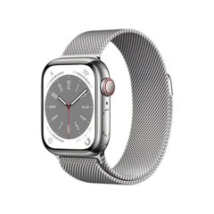 Apple Watch Series 8 GPS + Cellular 41mm Silver Stainless Steel Case ,Silver Milanese Loop MNJ83UL/A цена и информация | Смарт-часы (smartwatch) | 220.lv
