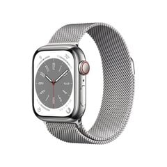 Apple Watch Series 8 GPS + Cellular 45mm Silver Stainless Steel Case ,Silver Milanese Loop MNKJ3UL/A cena un informācija | Viedpulksteņi (smartwatch) | 220.lv