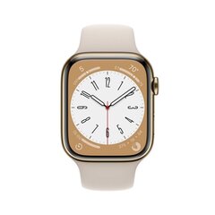 Apple Watch Series 8 GPS + Cellular 45mm Gold Stainless Steel Case ,Starlight Sport Band - MNKM3UL/A цена и информация | Смарт-часы (smartwatch) | 220.lv