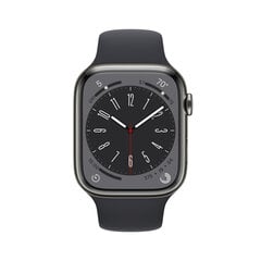 Apple Watch Series 8 GPS + Cellular 45 мм Graphite Stainless Steel Case with Midnight Sport Band - Regular цена и информация | Смарт-часы (smartwatch) | 220.lv