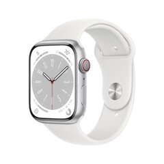 Apple Watch Series 8 GPS + Cellular 45mm Silver Aluminium Case ,White Sport Band - MP4J3UL/A cena un informācija | Viedpulksteņi (smartwatch) | 220.lv