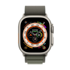 Смарт-часы Apple Watch Ultra GPS + Cellular 49 мм, титановый корпус, зеленый ремешок Alpine Loop - Small MNHJ3EL/A LV-EE цена и информация | Смарт-часы (smartwatch) | 220.lv