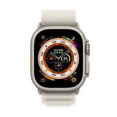 Смарт-часы Apple Watch Ultra GPS + Cellular 49 мм, титановый корпус, ремешок Starlight Alpine Loop - Small MQFQ3EL/A LV-EE цена и информация | Смарт-часы (smartwatch) | 220.lv