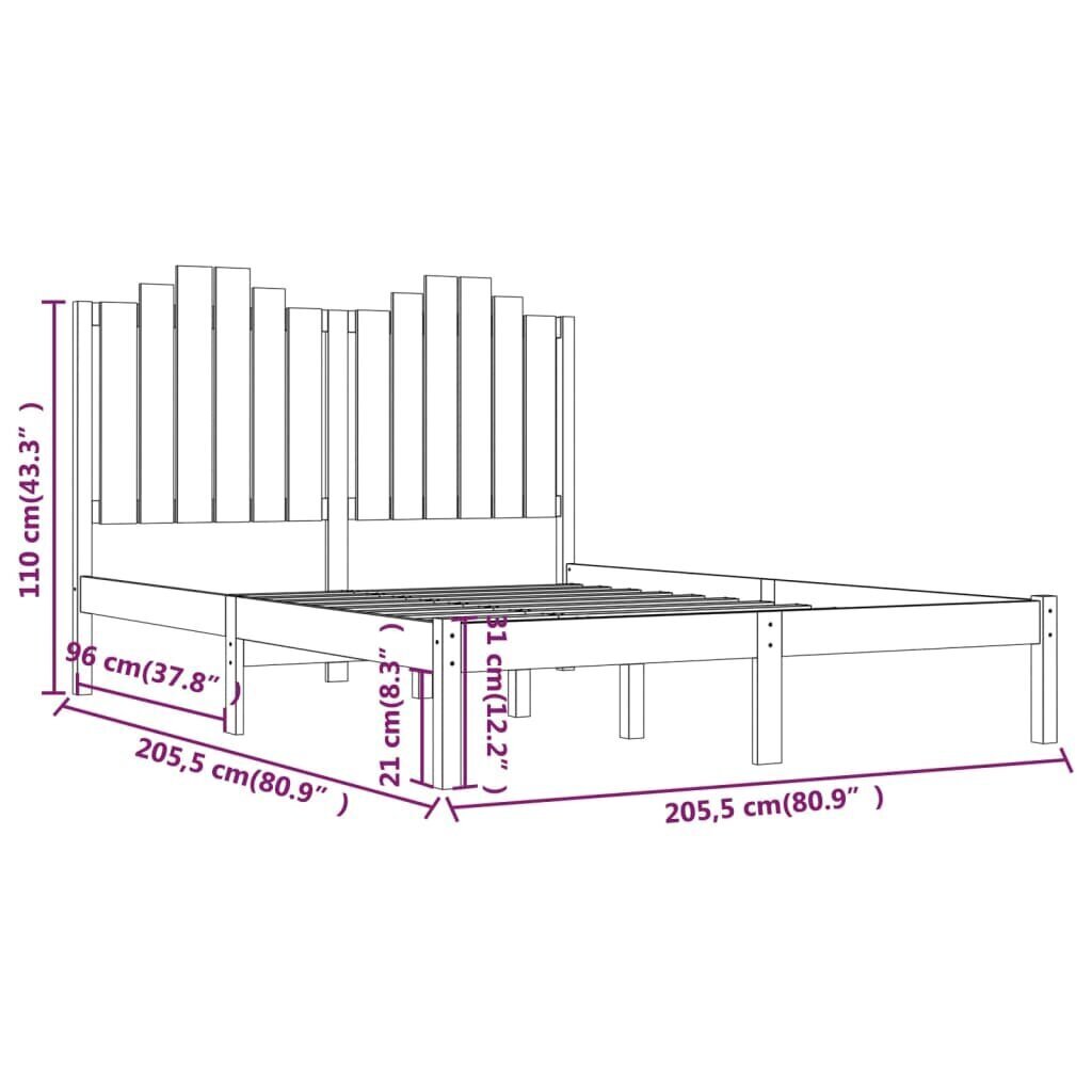 Gultas rāmis, medus brūns, 200x200cm, priedes masīvkoks cena un informācija | Gultas | 220.lv