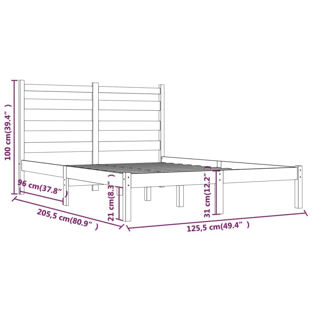 Gultas rāmis, melnā krāsā, 120x200cm, priedes masīvkoks cena un informācija | Gultas | 220.lv