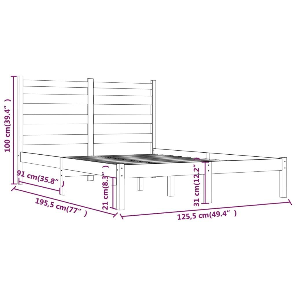 Gultas rāmis, melns, 120x190cm, priedes masīvkoks, divvietīgs cena un informācija | Gultas | 220.lv