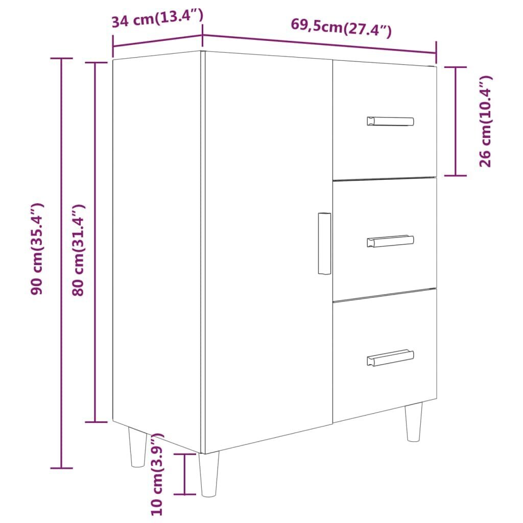 Kumode, melna, 69,5x34x90cm, apstrādāta koksne cena un informācija | Skapīši viesistabai | 220.lv