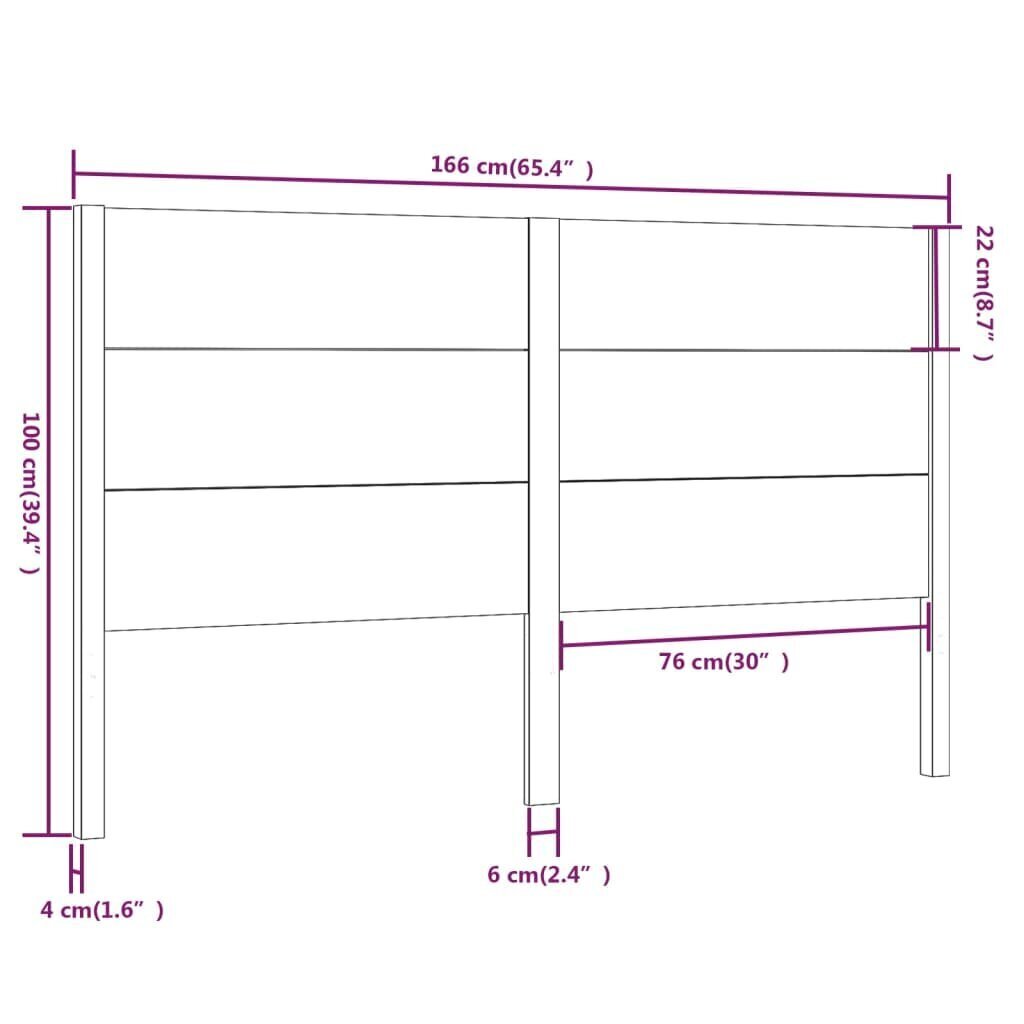 Galvgalis, 166x4x100 cm, priedes masīvkoks cena un informācija | Gultas | 220.lv