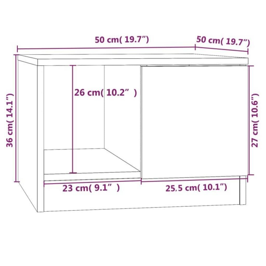 Kafijas galdiņš, balts, 50x50x36 cm, inženierijas koks cena un informācija | Žurnālgaldiņi | 220.lv