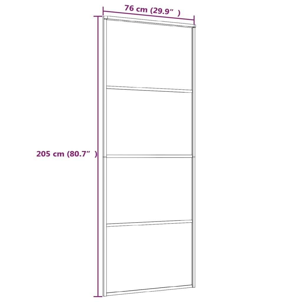 Bīdāmās durvis, baltas, 76x205cm, esg stikls un alumīnijs cena un informācija | Iekšdurvis | 220.lv