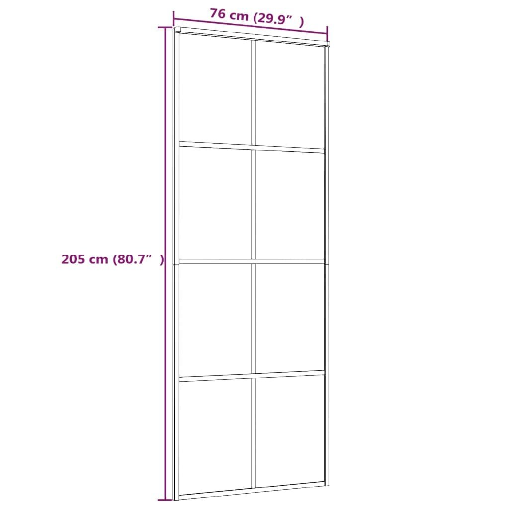 Bīdāmās durvis, baltas, 76x205cm, esg stikls un alumīnijs цена и информация | Iekšdurvis | 220.lv