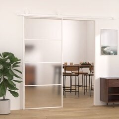 vidaXL bīdāmās durvis, 90x205 cm, matēts ESG stikls, balts alumīnijs цена и информация | Межкомнатные двери | 220.lv