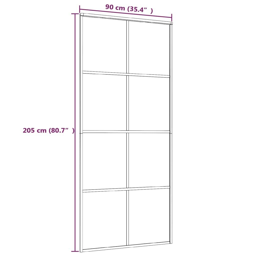 vidaXL bīdāmās durvis, 90x205 cm, matēts ESG stikls, balts alumīnijs цена и информация | Iekšdurvis | 220.lv