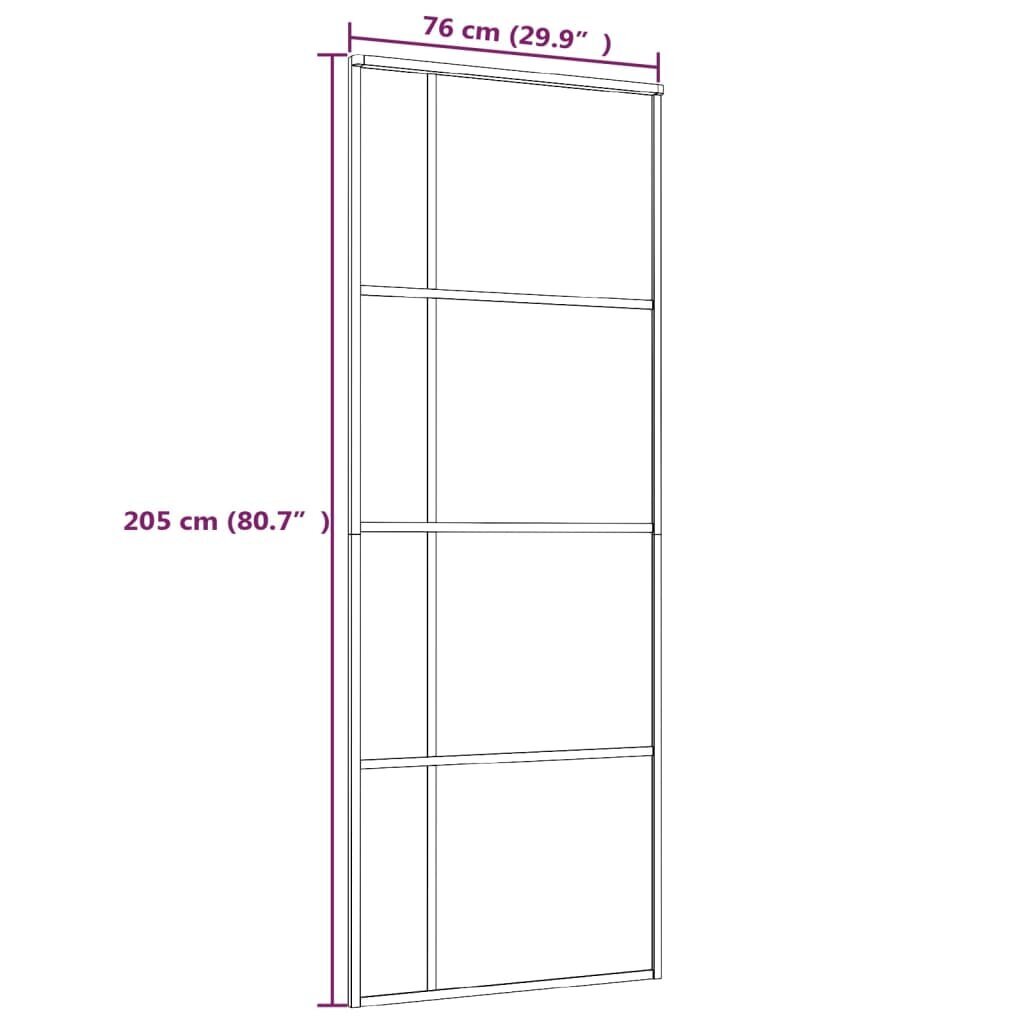 vidaXL bīdāmās durvis, 76x205 cm, ESG stikls, balts alumīnijs cena un informācija | Iekšdurvis | 220.lv