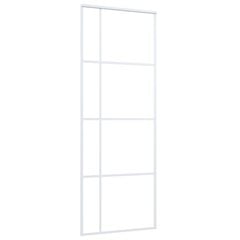 vidaXL bīdāmās durvis, 76x205 cm, ESG stikls, balts alumīnijs цена и информация | Межкомнатные двери | 220.lv