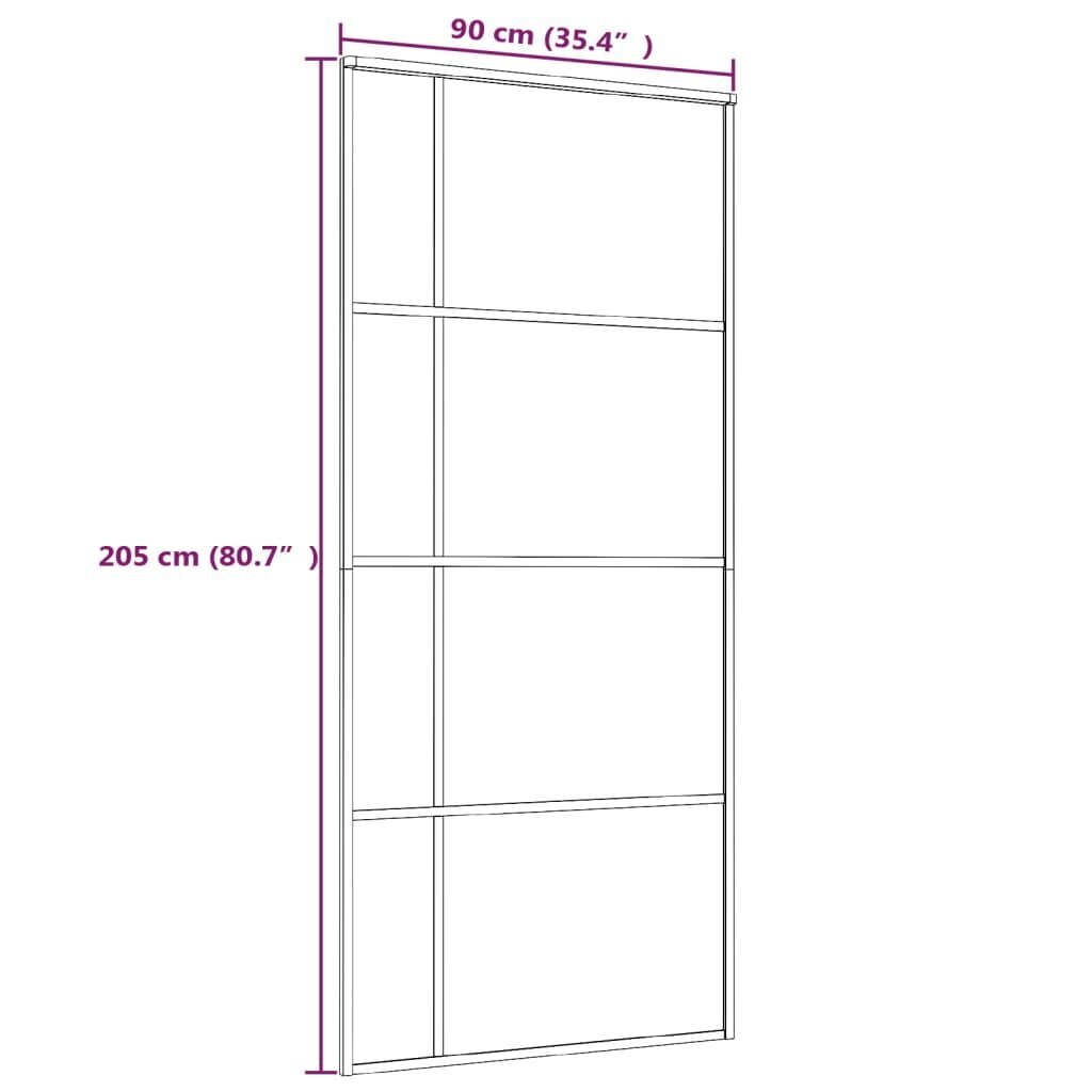 vidaXL bīdāmās durvis, 90x205 cm, matēts ESG stikls, melns alumīnijs cena un informācija | Iekšdurvis | 220.lv