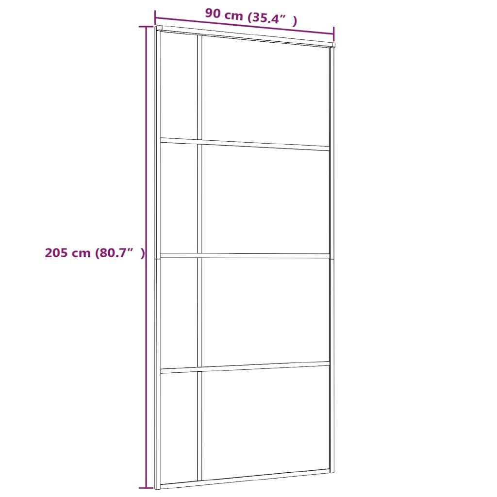 vidaXL bīdāmās durvis, 90x205 cm, matēts ESG stikls, balts alumīnijs цена и информация | Iekšdurvis | 220.lv