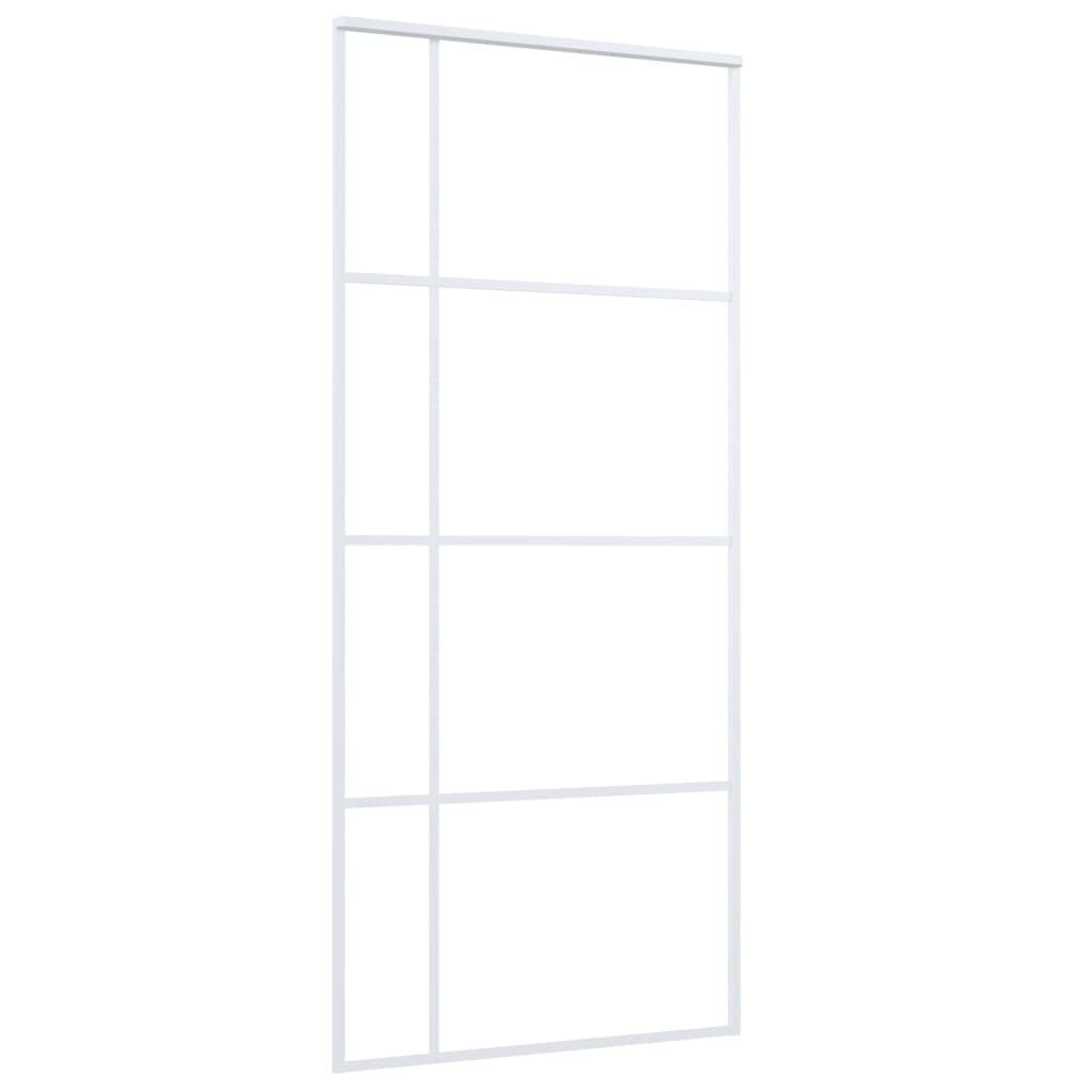 vidaXL bīdāmās durvis, 90x205 cm, matēts ESG stikls, balts alumīnijs цена и информация | Iekšdurvis | 220.lv