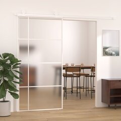 vidaXL bīdāmās durvis, 102,5x205 cm, ESG stikls, balts alumīnijs цена и информация | Внутренние двери | 220.lv