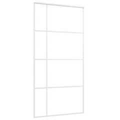vidaXL bīdāmās durvis, 102,5x205 cm, ESG stikls, balts alumīnijs цена и информация | Межкомнатные двери | 220.lv