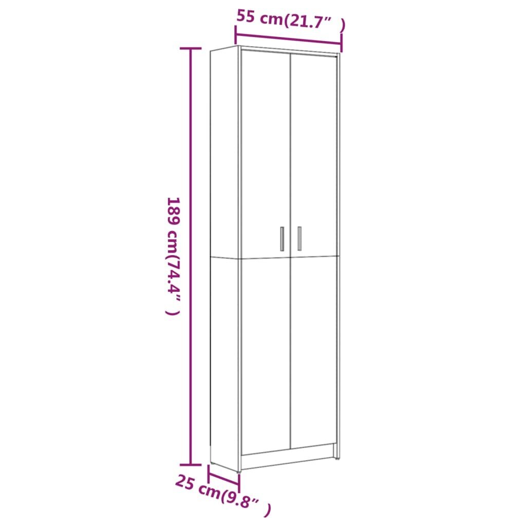 Skapis vidaXL, 55x25x189cm, pelēks cena un informācija | Skapji | 220.lv