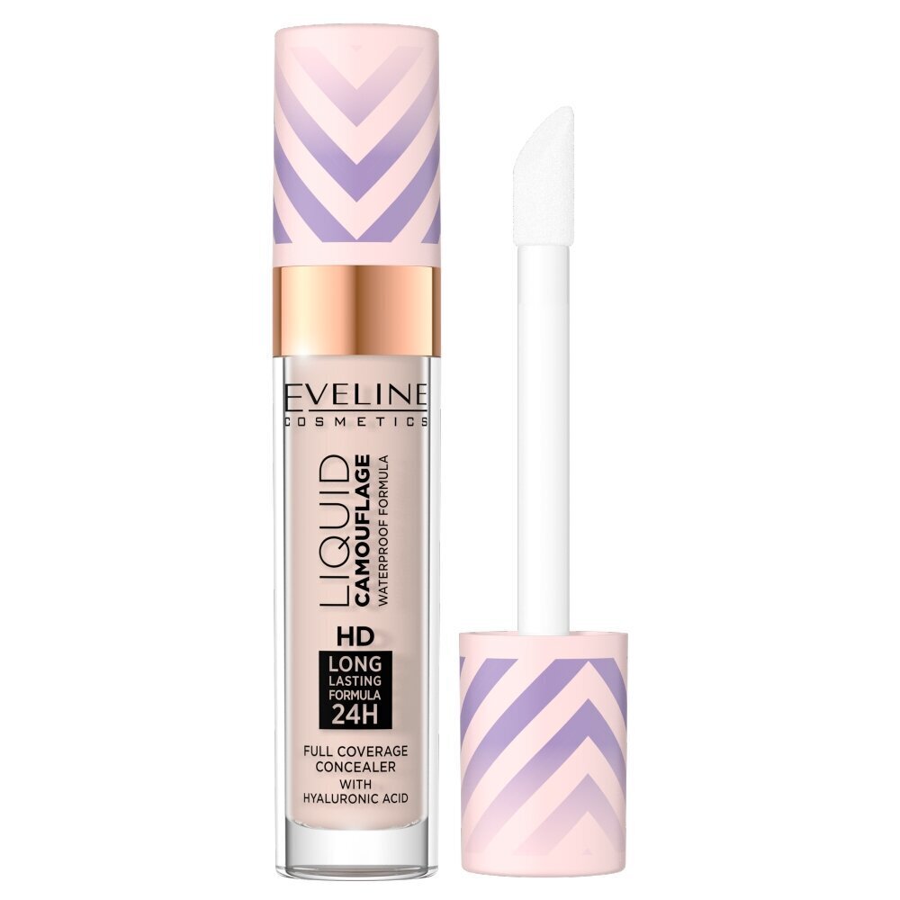 Ūdensizturīgs maskējošais līdzeklis ar hialuronskābi Eveline Liquid Camouflage HD 02 Light Vanilla, 7,5 ml cena un informācija | Grima bāzes, tonālie krēmi, pūderi | 220.lv