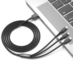 XO NB173 3in1, USB - Lightning + USB-C + microUSB, 1,2 м цена и информация | Кабели для телефонов | 220.lv