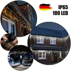 100 LED spuldžu profesionāla āra virtene Lāstekas ar melnu vadu Brosberg, vēsi balta цена и информация | Гирлянды | 220.lv