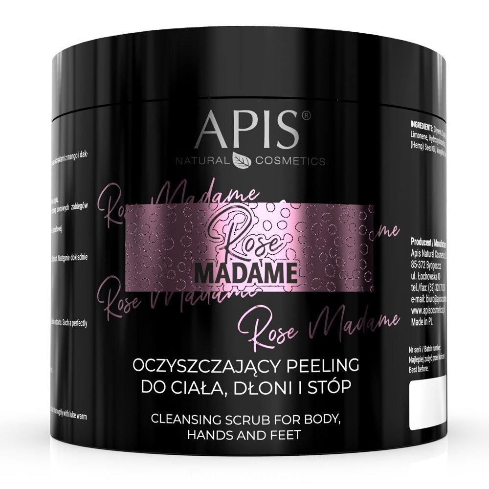 Attīrošs skrubis ķermenim, rokām un pēdām Apis Rose Madame Cleansing Scrub, 700 g цена и информация | Ķermeņa skrubji | 220.lv