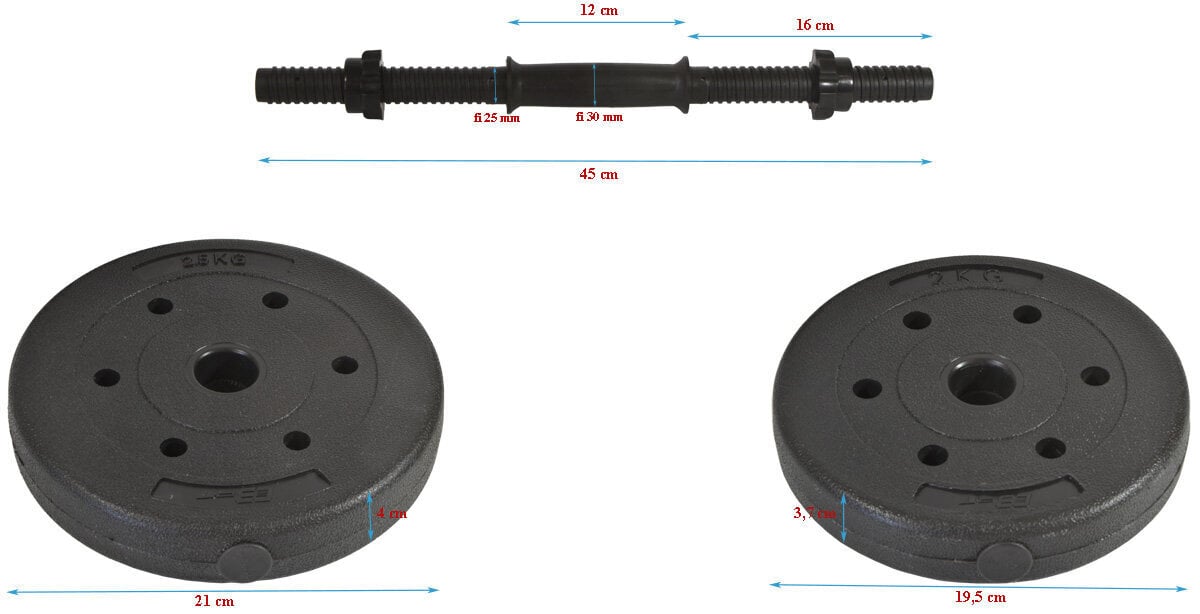 Maināma svara hanteles Eb Fit, 2x10 kg cena un informācija | Svari, hanteles, stieņi | 220.lv