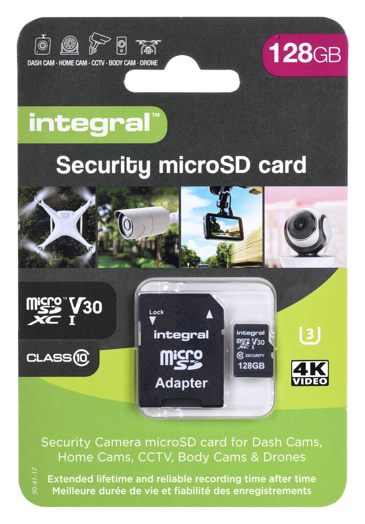 Integral Security Micro SD 4K V30 UHS-1 U3 128GB cena un informācija | Atmiņas kartes fotokamerām | 220.lv
