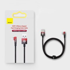 Baseus MVP 2 Elbow-shaped Fast Charging Data Cable USB to Type-C 100 Вт 1 м Black+Red цена и информация | Кабели для телефонов | 220.lv