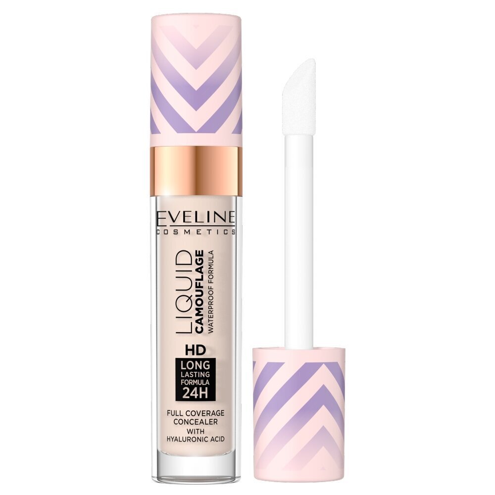 Ūdensizturīgs maskējošais līdzeklis ar hialuronskābi Eveline Liquid Camouflage HD 01 Light Porcelain, 7,5 ml cena un informācija | Grima bāzes, tonālie krēmi, pūderi | 220.lv