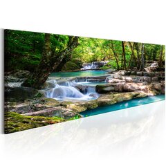 Glezna - Nature: Forest Waterfall 135x45 cm cena un informācija | Gleznas | 220.lv