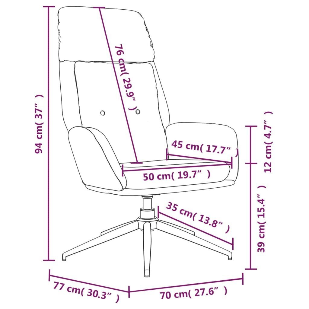 vidaXL atpūtas krēsls, melna dabīgā āda цена и информация | Atpūtas krēsli | 220.lv