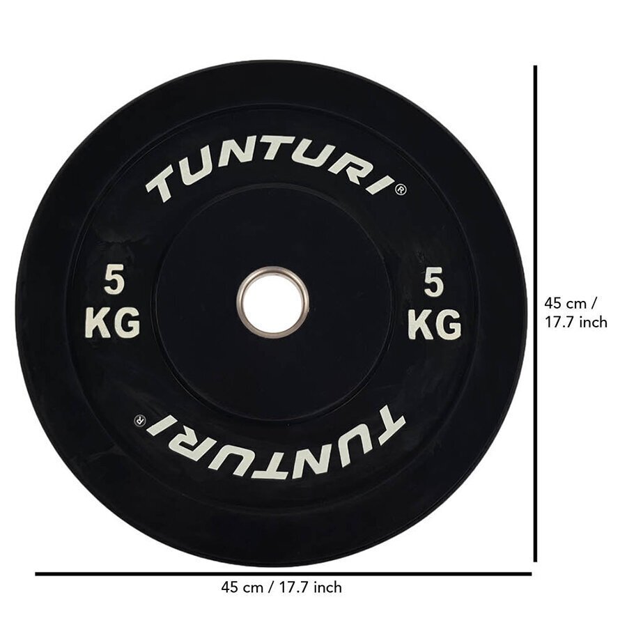 Tunturi disks (pankūka), 5 kg, melns cena un informācija | Svari, hanteles, stieņi | 220.lv