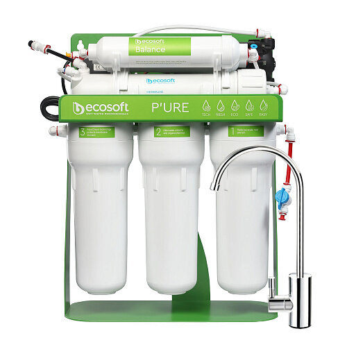 Dzeramā reversās osmozes filtrs Ecosoft P'URE Balance ar sūkni uz rāmja. MO675MBALPSECO цена и информация | Ūdens attīrīšanas sistēmas un filtri | 220.lv