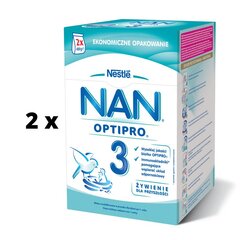 Pieno mišinys vaikams nuo vienerių metų amžiaus NAN OPTIPRO 3, 650 g x 2 vnt pakuotė cena un informācija | Piena maisījumi (6+ mēn.) | 220.lv