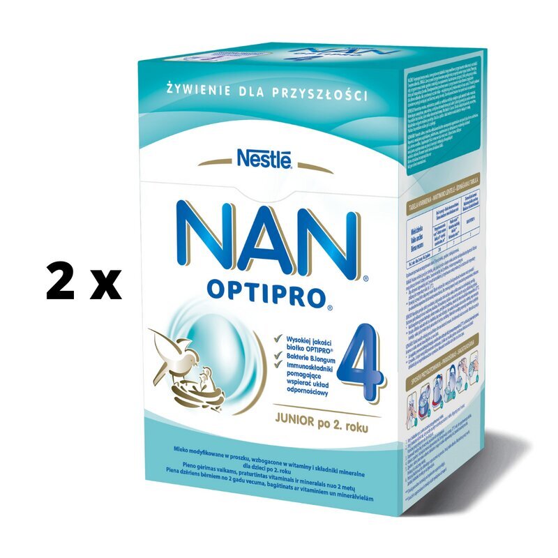 Pieno gerimas vaikams NAN OPTIPRO 4. Nuo 2 metu., 650 g x 2 vnt pakuotė цена и информация | Piena maisījumi (6+ mēn.) | 220.lv