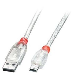 CABLE USB2 A TO MINI-B 2M/TRANSPARENT 41783 LINDY цена и информация | Кабели для телефонов | 220.lv